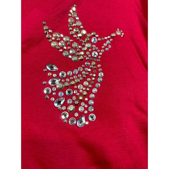 Quacker Factory Womens Red Top Rhinestone Angel Size 2X Christmas - Picture 2 of 5